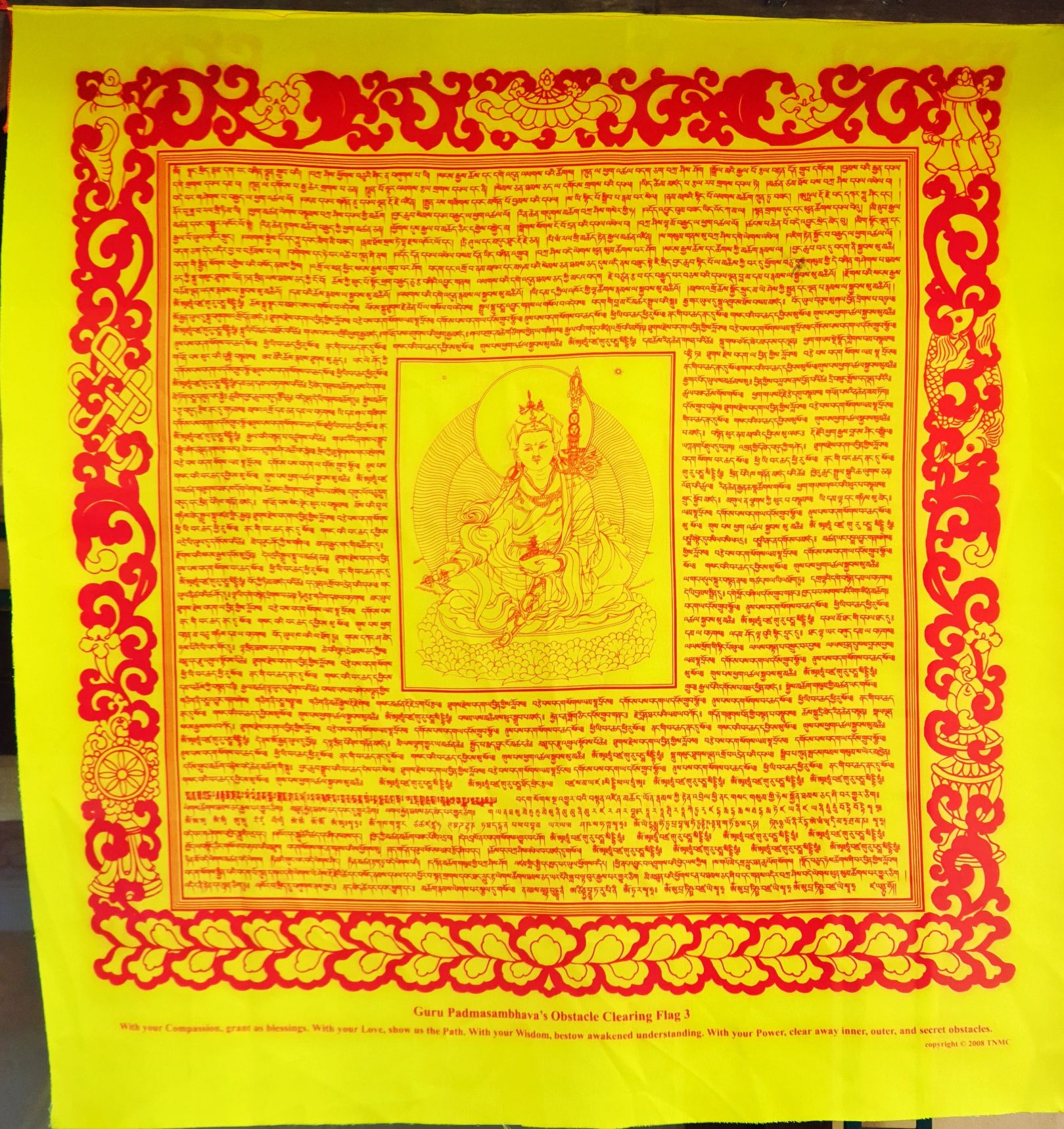 Bandeira da Paz - Guru Padmasambhava para Superar Todos Os Obstáculos - Amarela